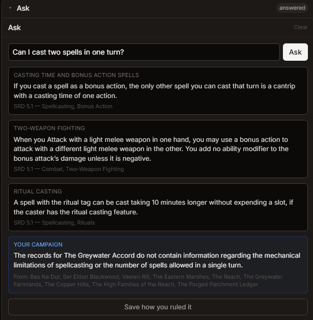 A rules question and a short answer with its source